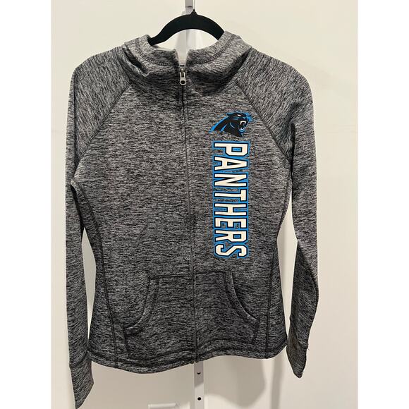 NFL Team Apparel Women’s Carolina Panther Zip Front Fitted Hoodie SZ Small Gray - Picture 1 of 3